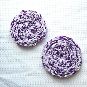 Eco-Friendly Variegated Yarn Scrubby Sponge, Set of 2 Purple White